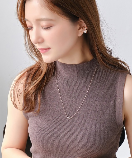 Phoebe(フィービィー)の「【金属アレルギー対応】クレッセントビジューペンダントネックレス(ネックレス・レディース・イエローゴールド/ピンクゴールド・FREE)」の7枚目の写真