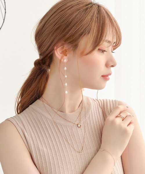 Phoebe(フィービィー)の「【金属アレルギー対応】クレッセントビジューペンダントネックレス(ネックレス・レディース・イエローゴールド/ピンクゴールド・FREE)」の12枚目の写真