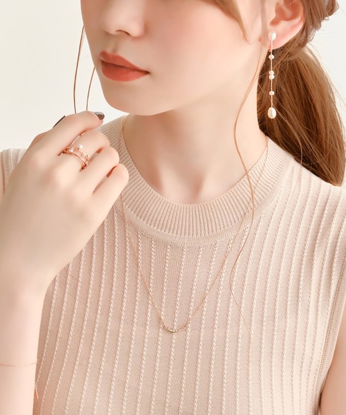 Phoebe(フィービィー)の「【金属アレルギー対応】クレッセントビジューペンダントネックレス(ネックレス・レディース・イエローゴールド/ピンクゴールド・FREE)」の17枚目の写真