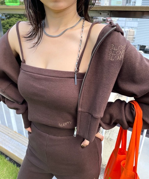 WHO'S WHO gallery（フーズフーギャラリー）の「【SLOPPY/スロッピー】チューブトップ（キャミソール・レディース・ブラック/ミント/オートミール/サックスブルー/ブラウン・FREE）」の3枚目の写真