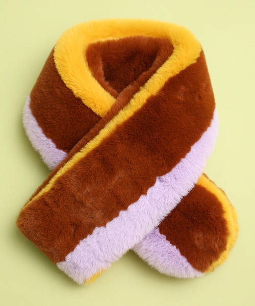 didizizi（ディディジジ）の「配色ファーマフラー（ストール/ショール・レディース・ブラウン/ピンク/ブルー・FREE）」の7枚目の写真