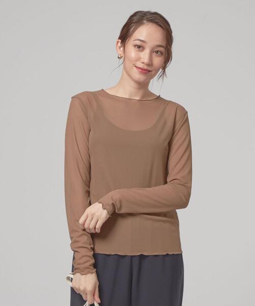 THE STATION STORE(ザ ステーション ストア)の「<TRANNA>シアーメロー クルーネック カットソー(Tシャツ/カットソー・レディース・ライトグレー/ブラック/ブラウン・FREE)」の3枚目の写真
