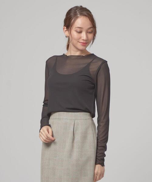 THE STATION STORE(ザ ステーション ストア)の「<TRANNA>シアーメロー クルーネック カットソー(Tシャツ/カットソー・レディース・ライトグレー/ブラック/ブラウン・FREE)」の2枚目の写真