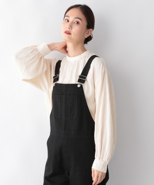 GLOBAL WORK(グローバルワーク)の「ストライプジャガード袖ふわブラウス/228768(シャツ/ブラウス・レディース・ブラック/オフホワイト/グリーン・FREE)」の1枚目の写真