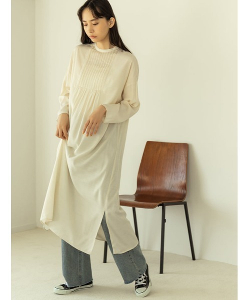 fifth（フィフス）の「フロントピンタックワンピース（ワンピース・レディース・オフホワイト/チャコールグレー・MEDIUM）」の13枚目の写真