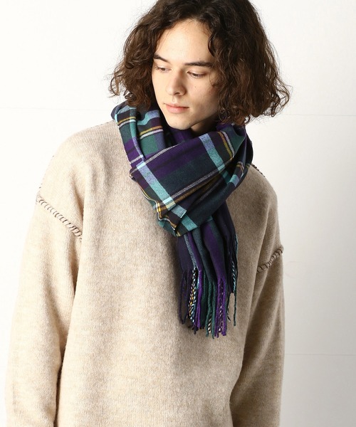 Purple&Yellow（パープルアンドイエロー）の「チェックストール（ストール/ショール・メンズ・ネイビー/グレー/レッド・FREE）」の3枚目の写真