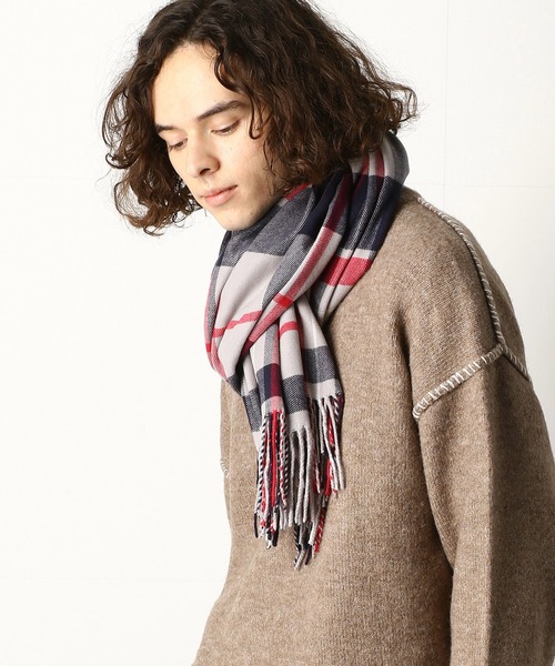 Purple&Yellow（パープルアンドイエロー）の「チェックストール（ストール/ショール・メンズ・ネイビー/グレー/レッド・FREE）」の2枚目の写真