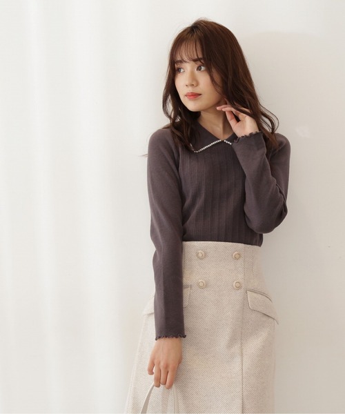 PROPORTION BODY DRESSING（プロポーションボディドレッシング）の「パールカラーニット / 1211270115（ニット/セーター・レディース・パープル/ダークグレー/ホワイト系その他・SMALL/MEDIUM）」の2枚目の写真