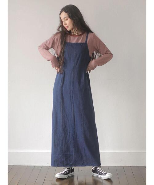 Sugar spoon(シュガースプーン)の「・SUGAR SPOON デニムキャミワンピ*(ワンピース・レディース・ブラック/インディゴブルー・FREE)」の4枚目の写真