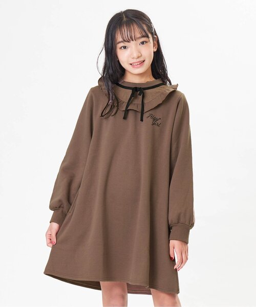 algy(アルジー)の「フリル衿ワンピ(ワンピース・キッズ・ラベンダー/ブラウン/ブラック・SMALL/X-SMALL/XX-SMALL/MEDIUM)」の2枚目の写真