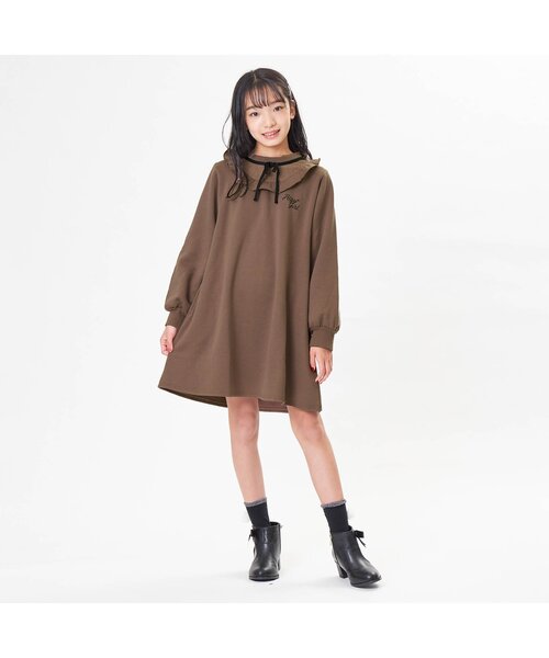 algy(アルジー)の「フリル衿ワンピ(ワンピース・キッズ・ラベンダー/ブラウン/ブラック・SMALL/X-SMALL/XX-SMALL/MEDIUM)」の4枚目の写真