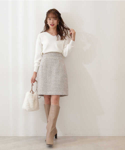 PROPORTION BODY DRESSING（プロポーションボディドレッシング）の「Ｍｏｎｏｔｏｎｅ　ｔｗｅｅｄ　台形ミニスカート / 1211220515（スカート・レディース・ブラック/グレー・SMALL/MEDIUM/X-SMALL）」の16枚目の写真
