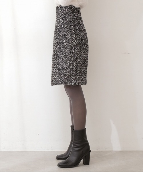 PROPORTION BODY DRESSING（プロポーションボディドレッシング）の「Ｍｏｎｏｔｏｎｅ　ｔｗｅｅｄ　台形ミニスカート / 1211220515（スカート・レディース・ブラック/グレー・SMALL/MEDIUM/X-SMALL）」の4枚目の写真