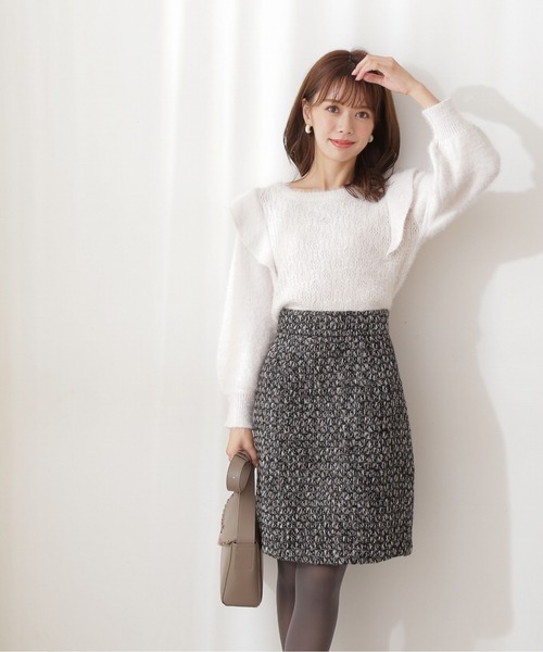 PROPORTION BODY DRESSING（プロポーションボディドレッシング）の「Ｍｏｎｏｔｏｎｅ　ｔｗｅｅｄ　台形ミニスカート / 1211220515（スカート・レディース・ブラック/グレー・SMALL/MEDIUM/X-SMALL）」の5枚目の写真