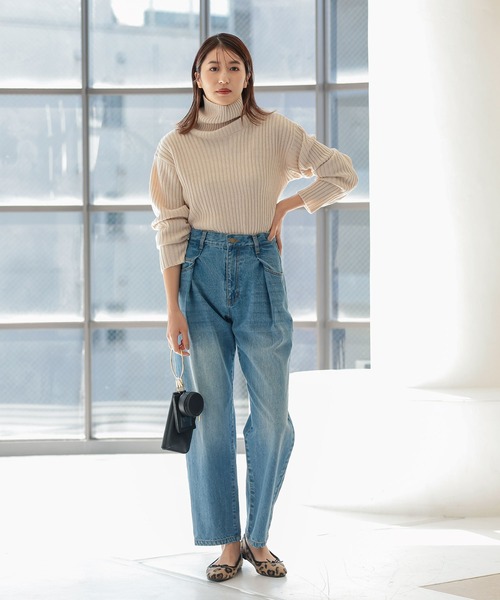 KOBE LETTUCE(コウベレタス)の「ウエストタックデニムパンツ(デニムパンツ・レディース・サックスブルー/ブラック系/インディゴブルー・S/M)」の13枚目の写真