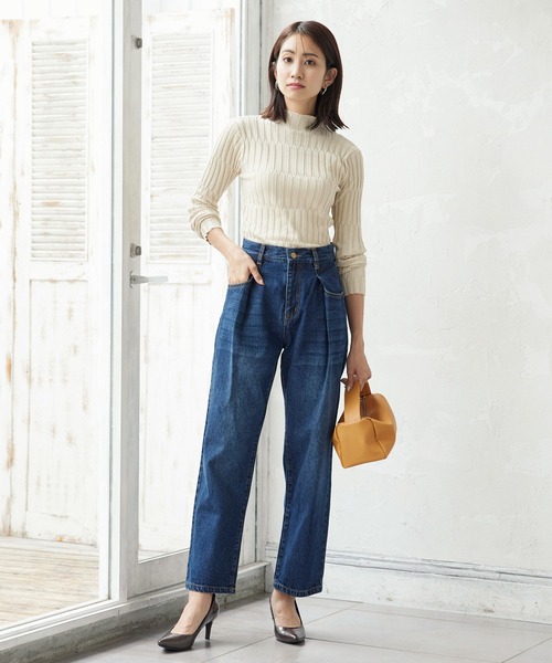 KOBE LETTUCE(コウベレタス)の「ウエストタックデニムパンツ(デニムパンツ・レディース・サックスブルー/ブラック系/インディゴブルー・S/M)」の12枚目の写真