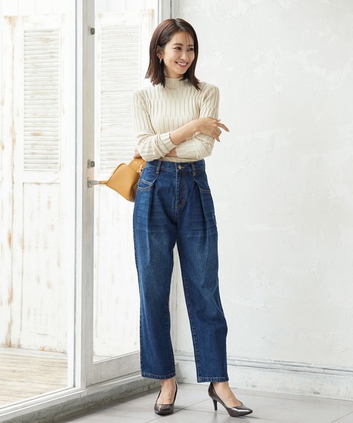 KOBE LETTUCE(コウベレタス)の「ウエストタックデニムパンツ(デニムパンツ・レディース・サックスブルー/ブラック系/インディゴブルー・S/M)」の11枚目の写真