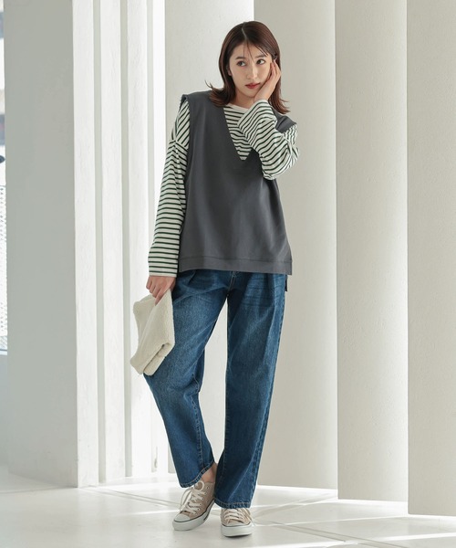 KOBE LETTUCE(コウベレタス)の「ウエストタックデニムパンツ(デニムパンツ・レディース・サックスブルー/ブラック系/インディゴブルー・S/M)」の10枚目の写真