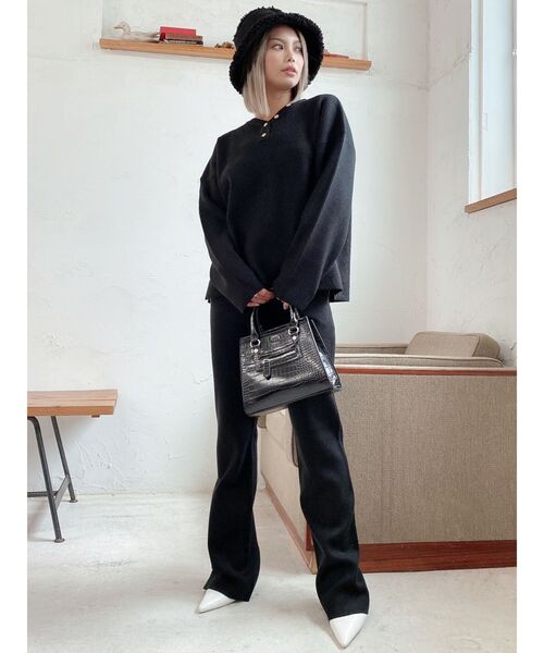 GYDA(ジェイダ)の「【セットアップ着用可】ヘンリーネック ニットトップス(ニット/セーター・レディース・ブラック/ベージュ/パープル・FREE)」の8枚目の写真