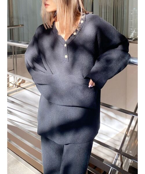 GYDA(ジェイダ)の「【セットアップ着用可】ヘンリーネック ニットトップス(ニット/セーター・レディース・ブラック/ベージュ/パープル・FREE)」の9枚目の写真