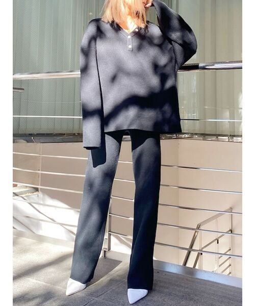 GYDA(ジェイダ)の「【セットアップ着用可】ヘンリーネック ニットトップス(ニット/セーター・レディース・ブラック/ベージュ/パープル・FREE)」の14枚目の写真