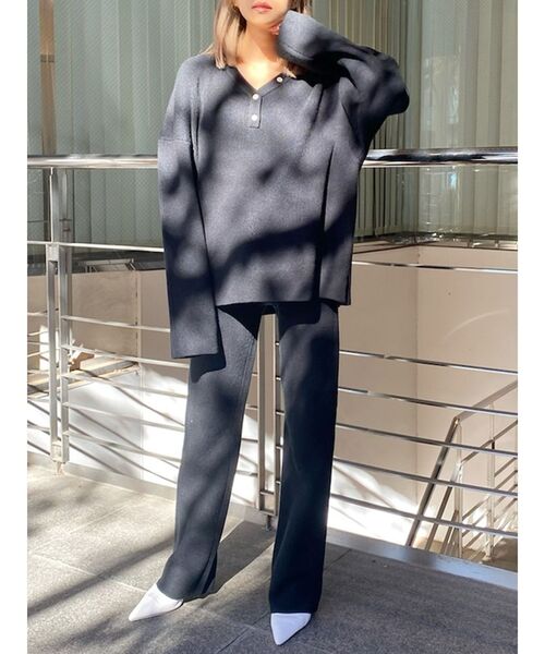 GYDA(ジェイダ)の「【セットアップ着用可】ヘンリーネック ニットトップス(ニット/セーター・レディース・ブラック/ベージュ/パープル・FREE)」の15枚目の写真