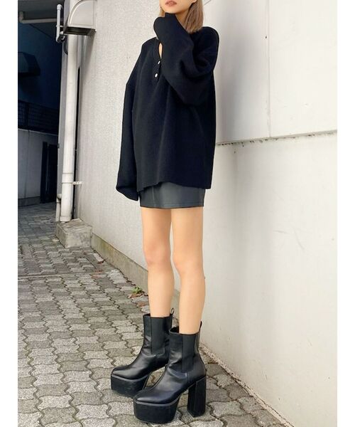 GYDA(ジェイダ)の「【セットアップ着用可】ヘンリーネック ニットトップス(ニット/セーター・レディース・ブラック/ベージュ/パープル・FREE)」の19枚目の写真