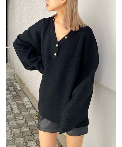 GYDA(ジェイダ)の「【セットアップ着用可】ヘンリーネック ニットトップス(ニット/セーター・レディース・ブラック/ベージュ/パープル・FREE)」の20枚目の写真