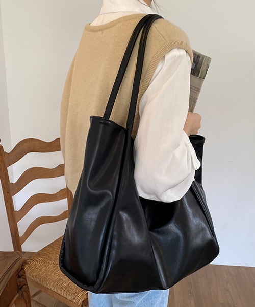 HALEY PESCA（ヘーリーペスカ）の「HALEY PESCA/大容量 合成皮革トートバッグ（トートバッグ・レディース・アイボリー/ブラック/ブラウン・FREE）」の7枚目の写真