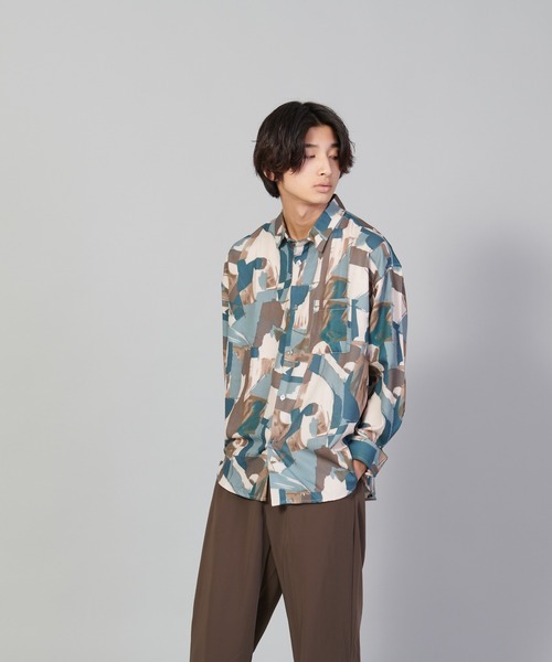 UNIIT（ユニット）の「【UNIIT／ユニット】とろみジョーゼットルーズシャツ（シャツ/ブラウス・メンズ・ライトグレー/ブラック/グリーン/ブルー・SMALL/MEDIUM/LARGE）」の4枚目の写真