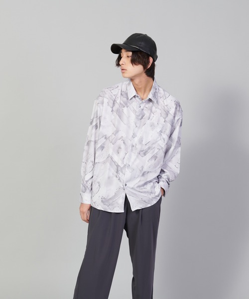 UNIIT（ユニット）の「【UNIIT／ユニット】とろみジョーゼットルーズシャツ（シャツ/ブラウス・メンズ・ライトグレー/ブラック/グリーン/ブルー・SMALL/MEDIUM/LARGE）」の3枚目の写真