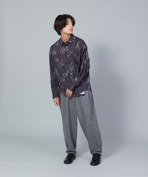 UNIIT（ユニット）の「【UNIIT／ユニット】とろみジョーゼットルーズシャツ（シャツ/ブラウス・メンズ・ライトグレー/ブラック/グリーン/ブルー・SMALL/MEDIUM/LARGE）」の6枚目の写真