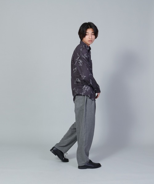 UNIIT（ユニット）の「【UNIIT／ユニット】とろみジョーゼットルーズシャツ（シャツ/ブラウス・メンズ・ライトグレー/ブラック/グリーン/ブルー・SMALL/MEDIUM/LARGE）」の9枚目の写真