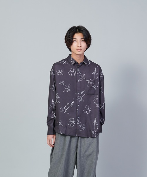 UNIIT（ユニット）の「【UNIIT／ユニット】とろみジョーゼットルーズシャツ（シャツ/ブラウス・メンズ・ライトグレー/ブラック/グリーン/ブルー・SMALL/MEDIUM/LARGE）」の10枚目の写真