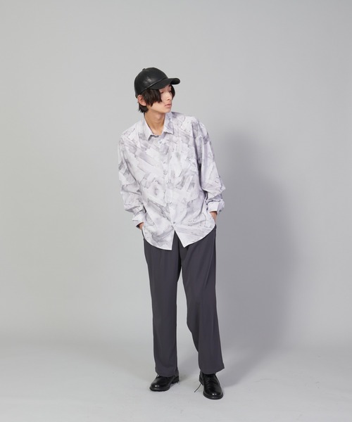 UNIIT（ユニット）の「【UNIIT／ユニット】とろみジョーゼットルーズシャツ（シャツ/ブラウス・メンズ・ライトグレー/ブラック/グリーン/ブルー・SMALL/MEDIUM/LARGE）」の14枚目の写真