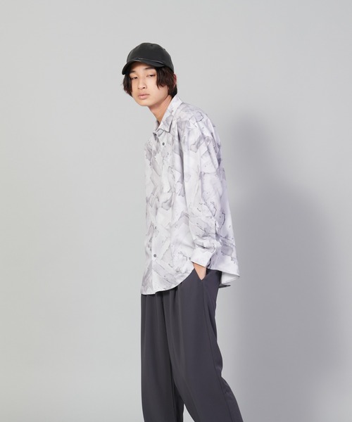 UNIIT（ユニット）の「【UNIIT／ユニット】とろみジョーゼットルーズシャツ（シャツ/ブラウス・メンズ・ライトグレー/ブラック/グリーン/ブルー・SMALL/MEDIUM/LARGE）」の20枚目の写真