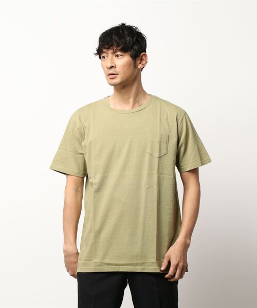 PAZZO(パッゾ)の「【PAZZO】 製品染め クルーネック Tシャツ(Tシャツ/カットソー・メンズ・ホワイト系1/ベージュ/ライトカーキ/ネイビー・46/48/50)」の3枚目の写真