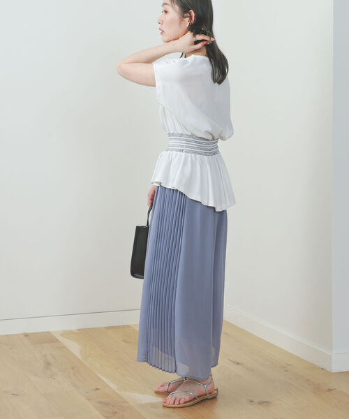 BEAMS HEART(ビームスハート)の「BEAMS HEART / シフォンプリーツ パンツ(その他パンツ・レディース・ネイビー/サックスブルー/ベージュ/ライム・FREE)」の15枚目の写真