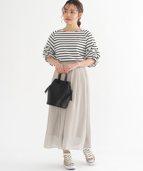BEAMS HEART(ビームスハート)の「BEAMS HEART / シフォンプリーツ パンツ(その他パンツ・レディース・ネイビー/サックスブルー/ベージュ/ライム・FREE)」の18枚目の写真