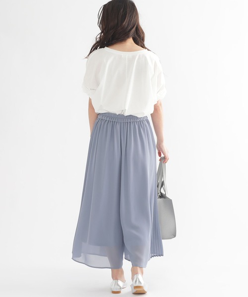 BEAMS HEART(ビームスハート)の「BEAMS HEART / シフォンプリーツ パンツ(その他パンツ・レディース・ネイビー/サックスブルー/ベージュ/ライム・FREE)」の9枚目の写真