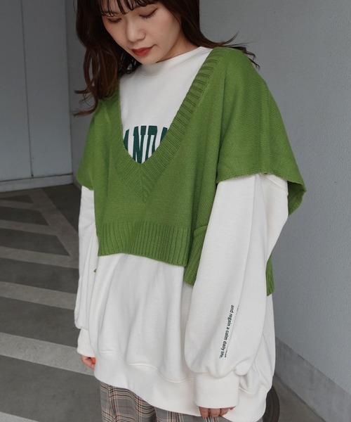 CORNERS（コーナーズ）の「深Vネックベスト（ベスト・レディース・ブラック/ベージュ系その他/グリーン/パープル/ダークグリーン/ピンク/オレンジ・M）」の4枚目の写真