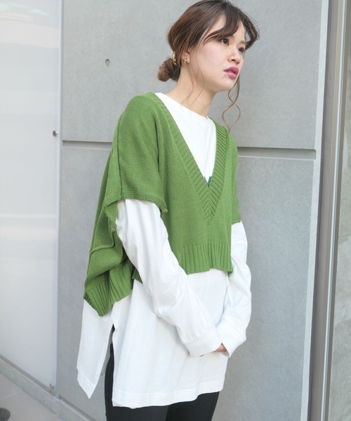 CORNERS（コーナーズ）の「深Vネックベスト（ベスト・レディース・ブラック/ベージュ系その他/グリーン/パープル/ダークグリーン/ピンク/オレンジ・M）」の15枚目の写真