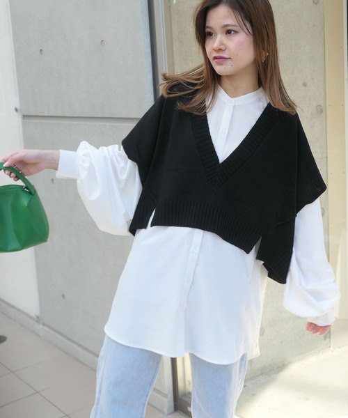 CORNERS（コーナーズ）の「深Vネックベスト（ベスト・レディース・ブラック/ベージュ系その他/グリーン/パープル/ダークグリーン/ピンク/オレンジ・M）」の8枚目の写真