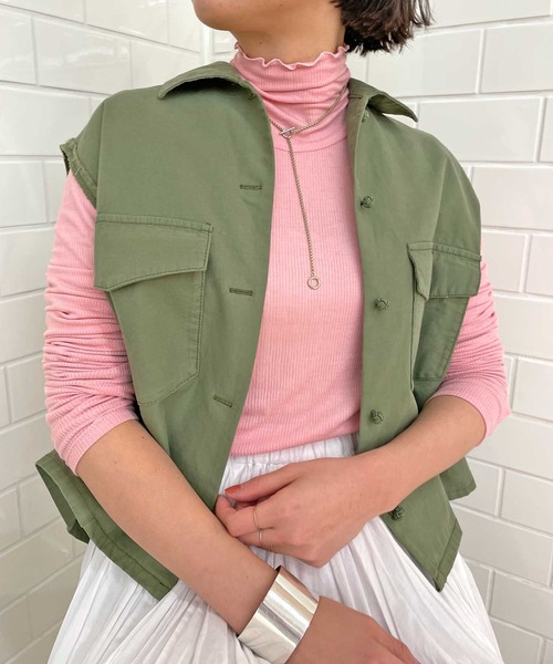 Omekashi（オメカシ）の「ミリタリーショートベスト（ベスト・レディース・オフホワイト/カーキ・FREE）」の21枚目の写真