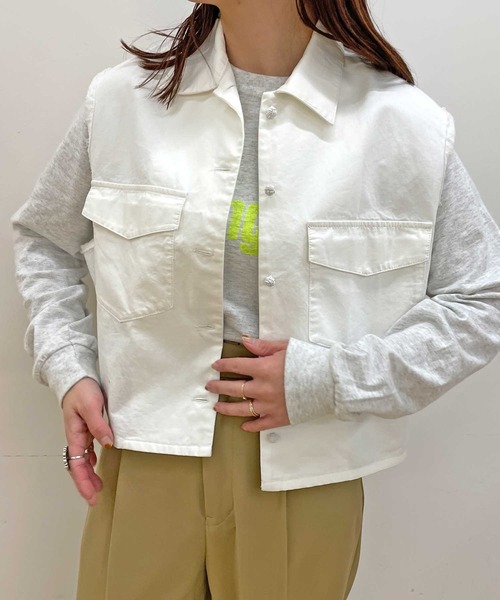 Omekashi（オメカシ）の「ミリタリーショートベスト（ベスト・レディース・オフホワイト/カーキ・FREE）」の5枚目の写真