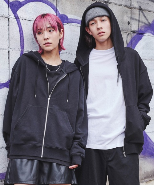 WEGO（ウィゴー）の「WEGO/スタンダードZIPパーカ（パーカー・メンズ・オフホワイト/杢グレー/ブラック・LARGE/SMALL/MEDIUM）」の2枚目の写真