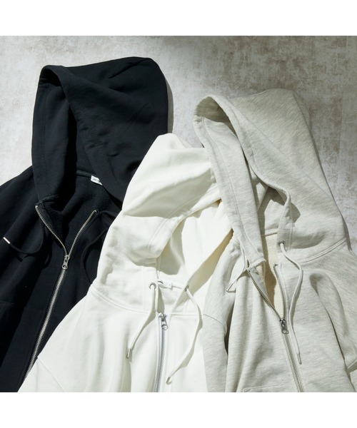 WEGO（ウィゴー）の「WEGO/スタンダードZIPパーカ（パーカー・メンズ・オフホワイト/杢グレー/ブラック・LARGE/SMALL/MEDIUM）」の4枚目の写真