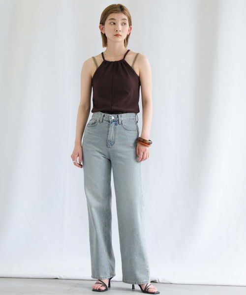 select MOCA（セレクトモカ）の「2022 SS ホルターネックカップインキャミソールセット（キャミソール・レディース・ライトブルー/グリーン/ブラウン・FREE）」の5枚目の写真