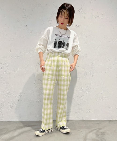 apres jour mignon（アプレジュールミニョン）の「オンブレチェックパンツ【ZOZOTOWN限定アイテム】（その他パンツ・レディース・グリーン系その他/ピンク系その他・MEDIUM/SMALL/X-LARGE）」の7枚目の写真