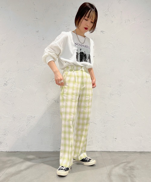 apres jour mignon（アプレジュールミニョン）の「オンブレチェックパンツ【ZOZOTOWN限定アイテム】（その他パンツ・レディース・グリーン系その他/ピンク系その他・MEDIUM/SMALL/X-LARGE）」の8枚目の写真
